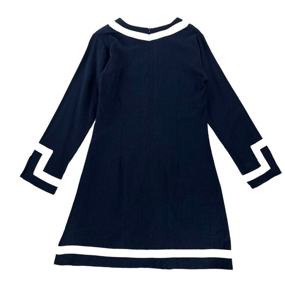 Coastal Womens Boutique Palm Beach Linen Sailor Nautical Navy Blue Dress - Picture 2 of 5
